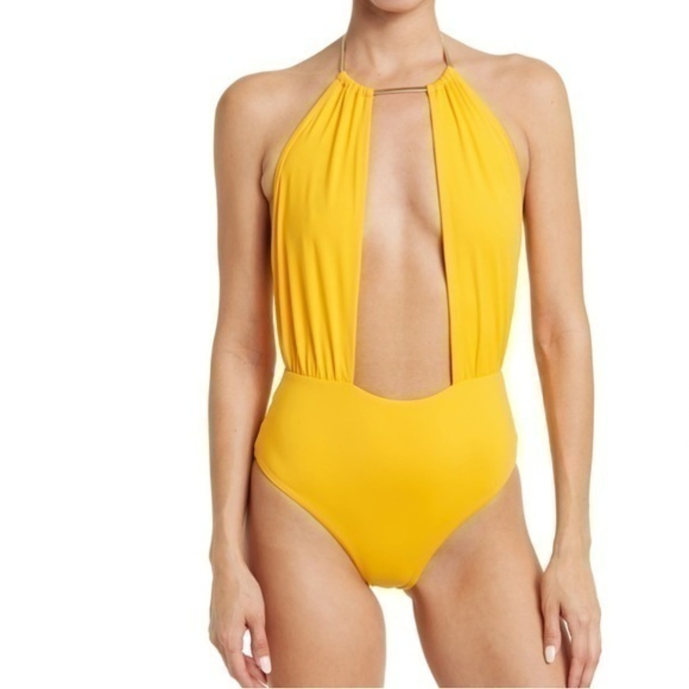 NWT WEWOREWHAT Snake Chain One-Piece Swimsuit Deep Plunge V-Neck Sexy XL